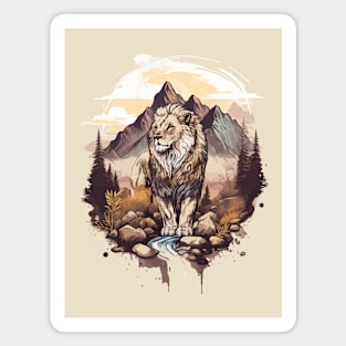 Lion in mountain Magnet